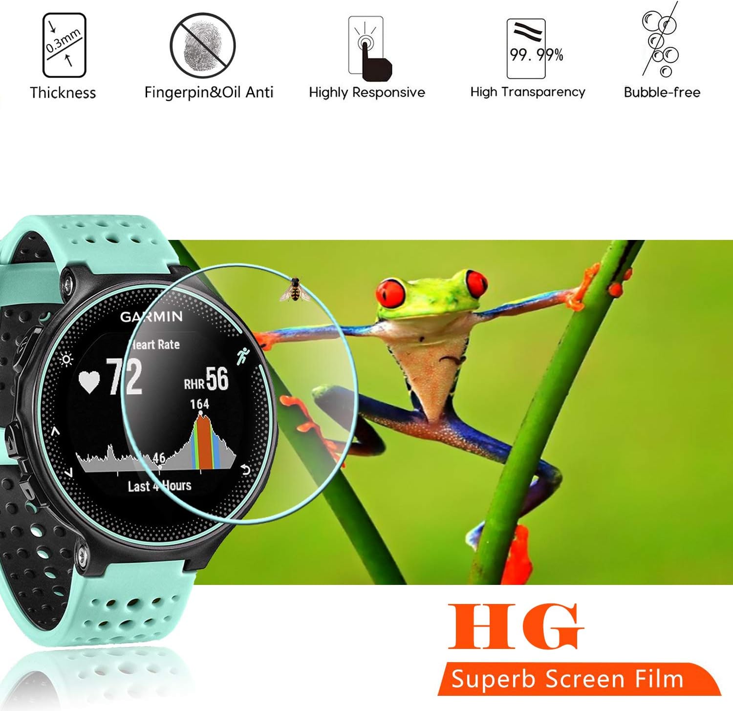 beukei 4 pack for garmin forerunner 235 225 620 220 230 630 screen protector tempered glass anti scratch bubble free