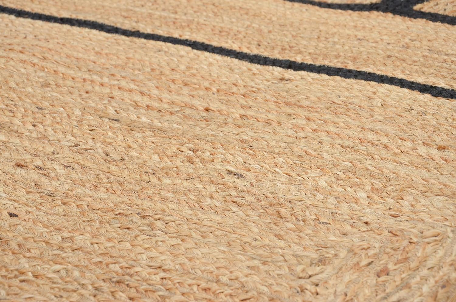 Handwoven Natural Jute Rug Braided Area Rug Nonslip & Durable Carpet with Designer Border for Home Floor Decor (Black, 10x13 Inch)