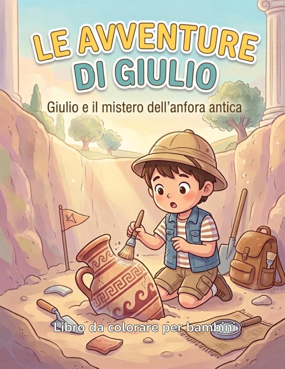 Le Avventure di Giulio - Giulio e il Mistero dell’Anfora Antica: Libro da colorare per bambini – Storia illustrata con 12 disegni grandi e semplici