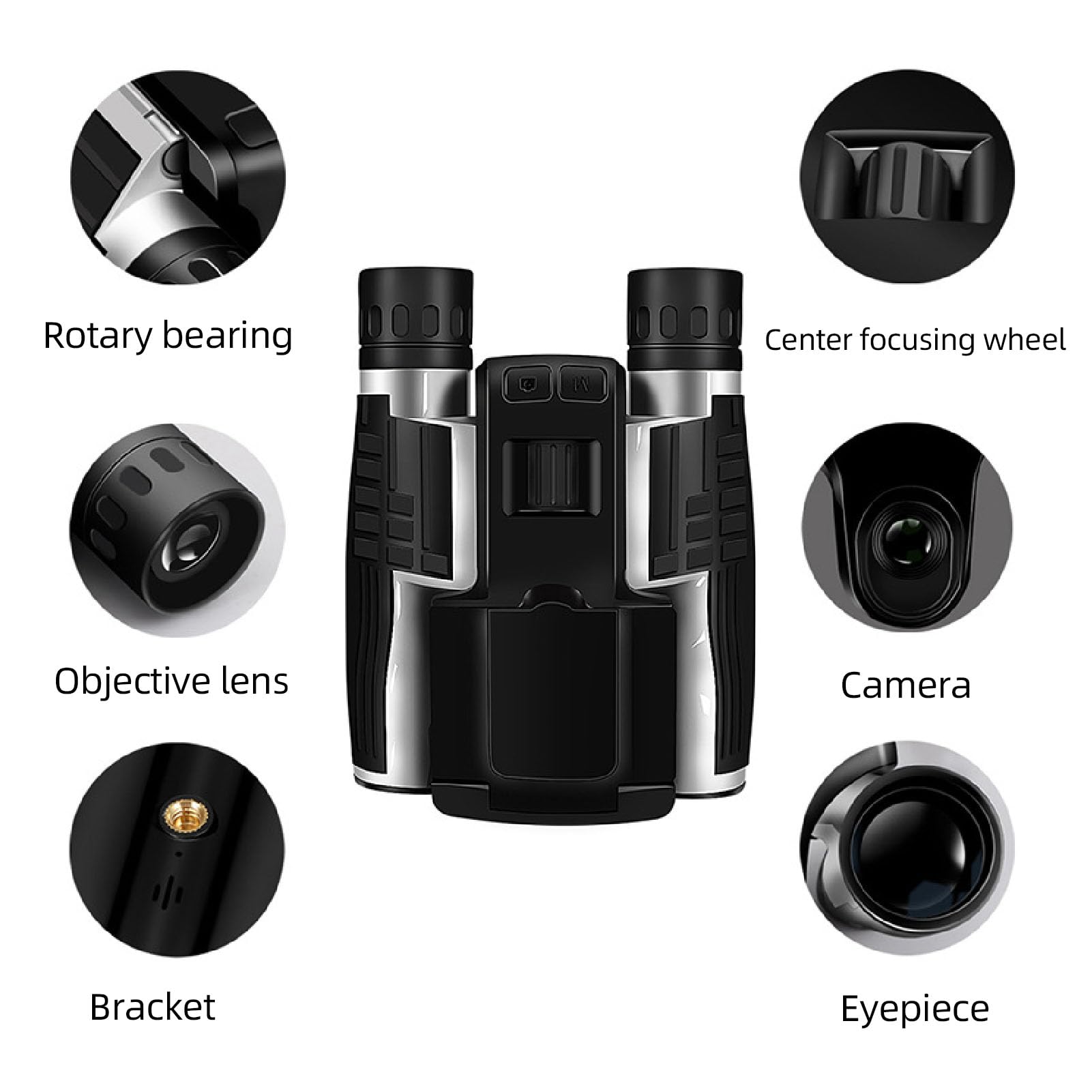 Cuifati Lornetka 12x32 z wbudowaną kamerą, 2,4-calowy Wyświetlacz 8X Zoom 2.5K 48MP Video Photo Recorder Lornetka do Obserwacji Ptaków Hunt Outdoor Adventures