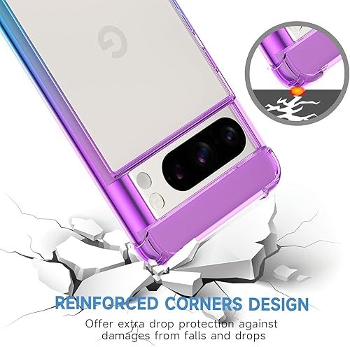 Miniatura 5 de SALAWAT Funda para Google Pixel 8 Pro, funda transparente con bonito degradado para teléfono, TPU reforzado, parte trasera de policarbonato duro,