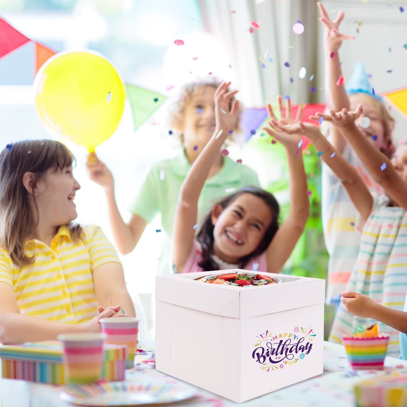 Moretoes 12 cajas para tartas, 10 x 10 x 8 pulgadas de alto con ventana, caja cuadrada para panadería con tapas para donas, pasteles, galletas, bodas, cumpleaños (blanco)