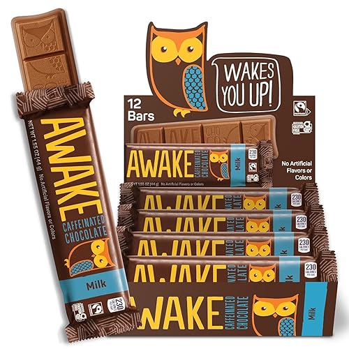 Awake Caffeinated Chocolate Bars - Milk Chocolate, 12 Bars -