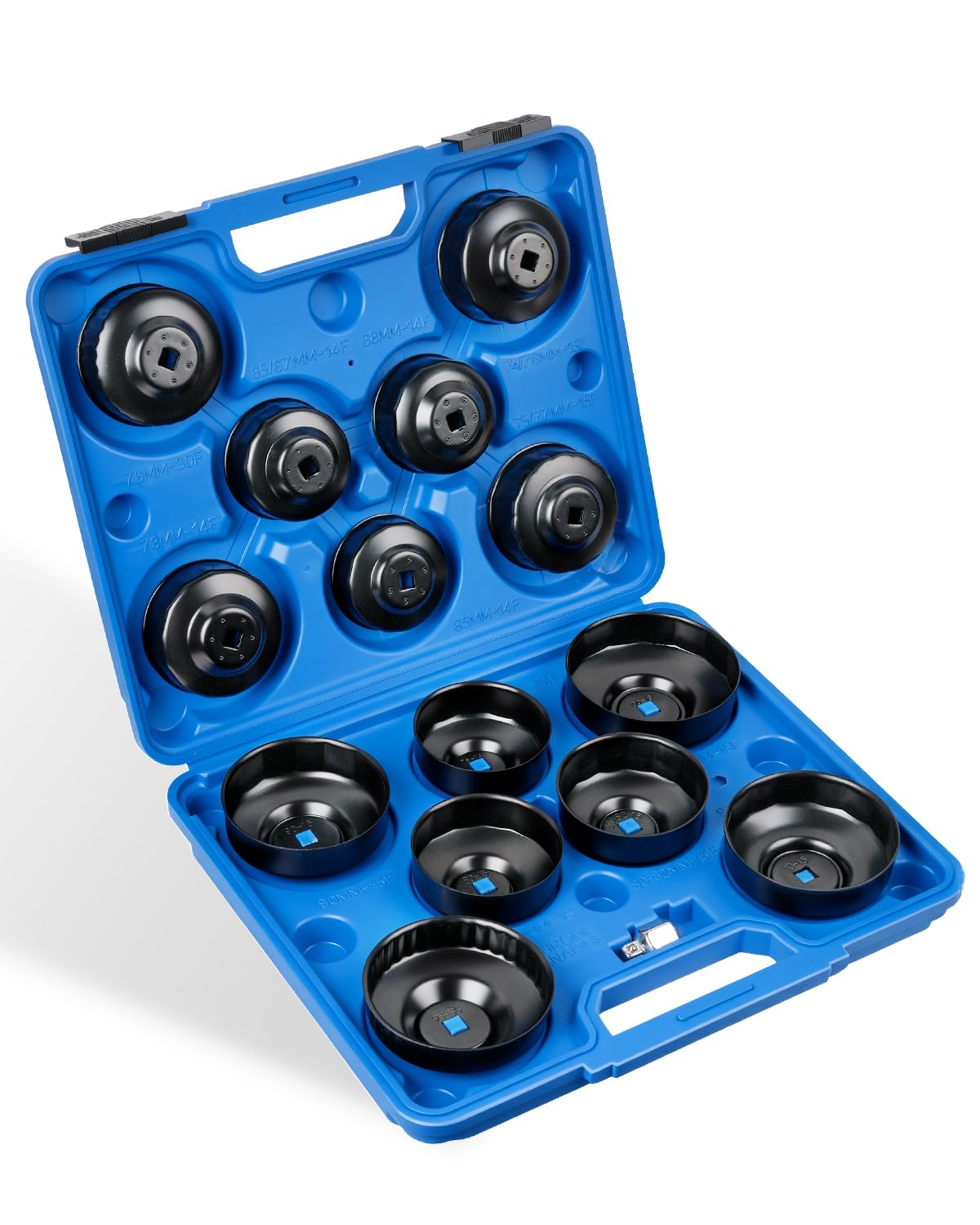 DAYUAN Lot de 15 clés universelles pour filtre à huile 65-100 mm 3/8 et 1/2 adaptateurs pour tous les types de filtres à huile professionnels