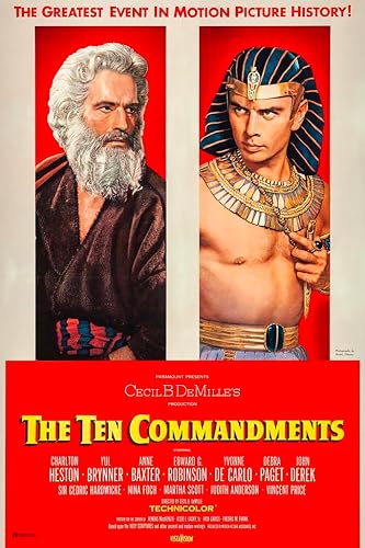 Cecil B Demille Charlton Heston Yul Brynner 10 Mandamientos, película clásica de Hollywood, retro, vintage, bíblico, religioso, cristiano, Moisés,