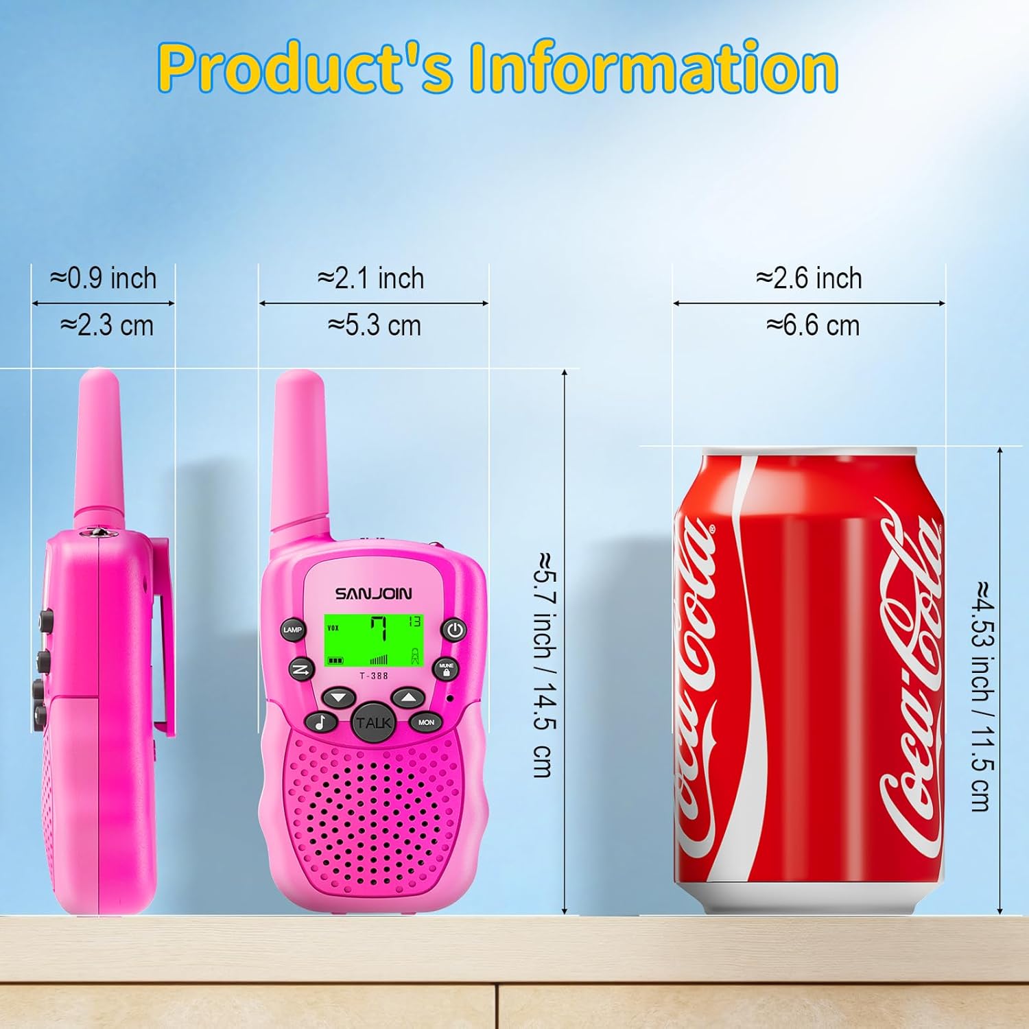 SANJOIN Walkie Talkies Toys for Kids, Outdoor Toys for Girls Ages 4-6, Pink Walkie Talkie with 3 Miles Range for Outdoor & Camping, Birthday Gifts for Girls 3 4 5 6 7 8 9, Ages 7-12