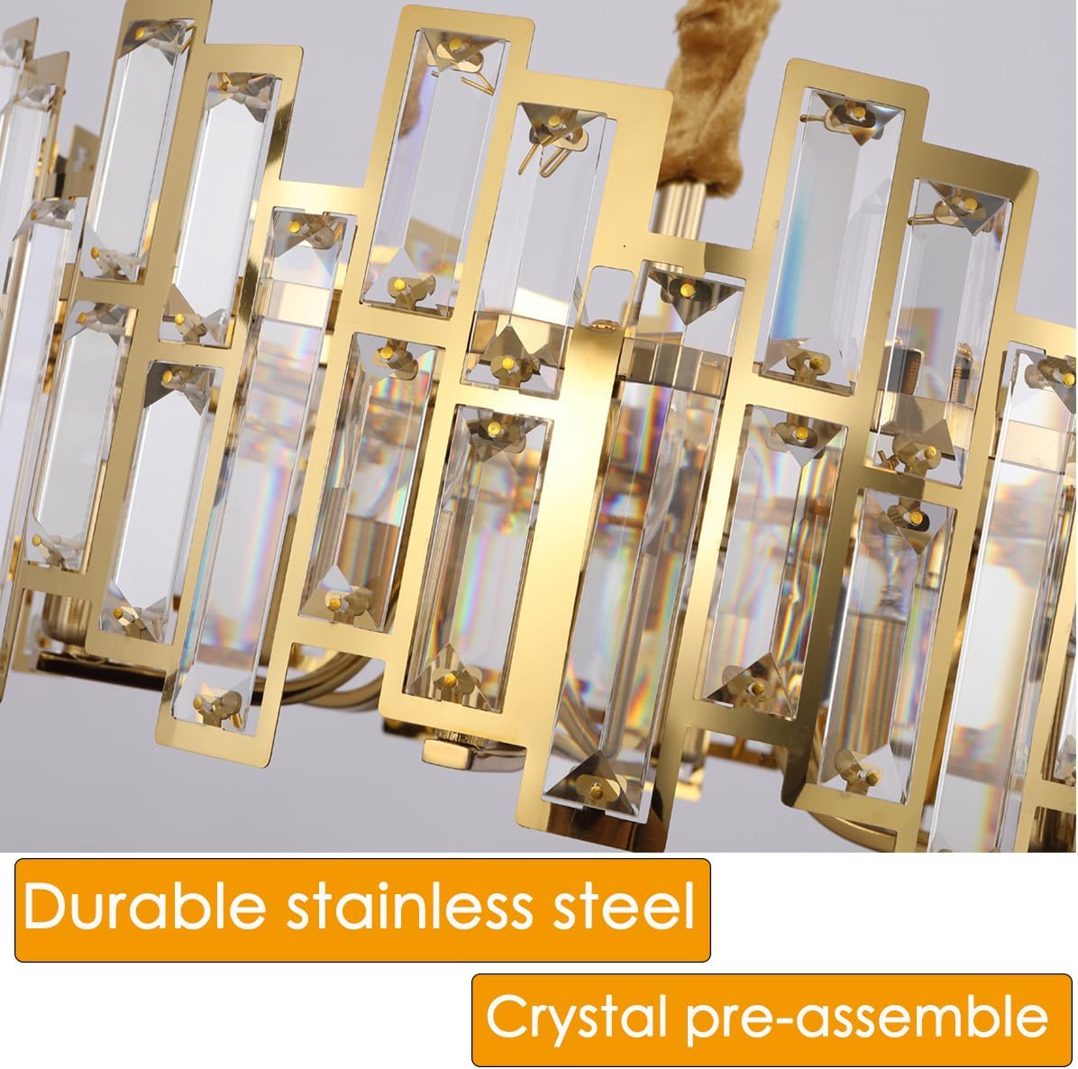 Gold Crystal Chandeliers Lighting Modern Crystal Chandelier 6 Light Contemporary Foyer Entrance Dining Room Ceiling Hanging Light Fixture Round D17.7