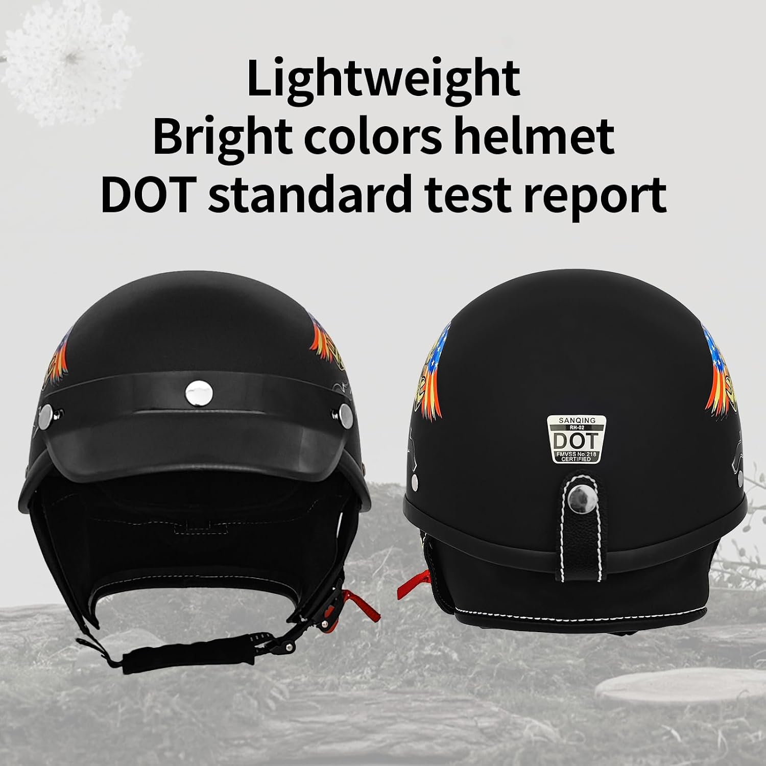 Half Motorcycle Helmets Retro Open Face Half Shell Motocross Helmet for Cycling Motocross Cruiser Bike Scooter Chopper Men Women DOT Approved
