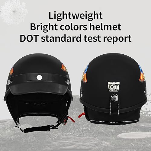 Vista 2 de Cascos de motocicleta de media cara retro de cara abierta de media carcasa, casco de motocross para ciclismo, motocross, crucero, bicicleta