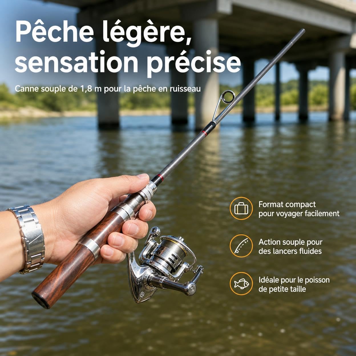 Canna da Pesca Telescopica in Fibra di Carbonio, Set Completo per Pesca a in Torrente