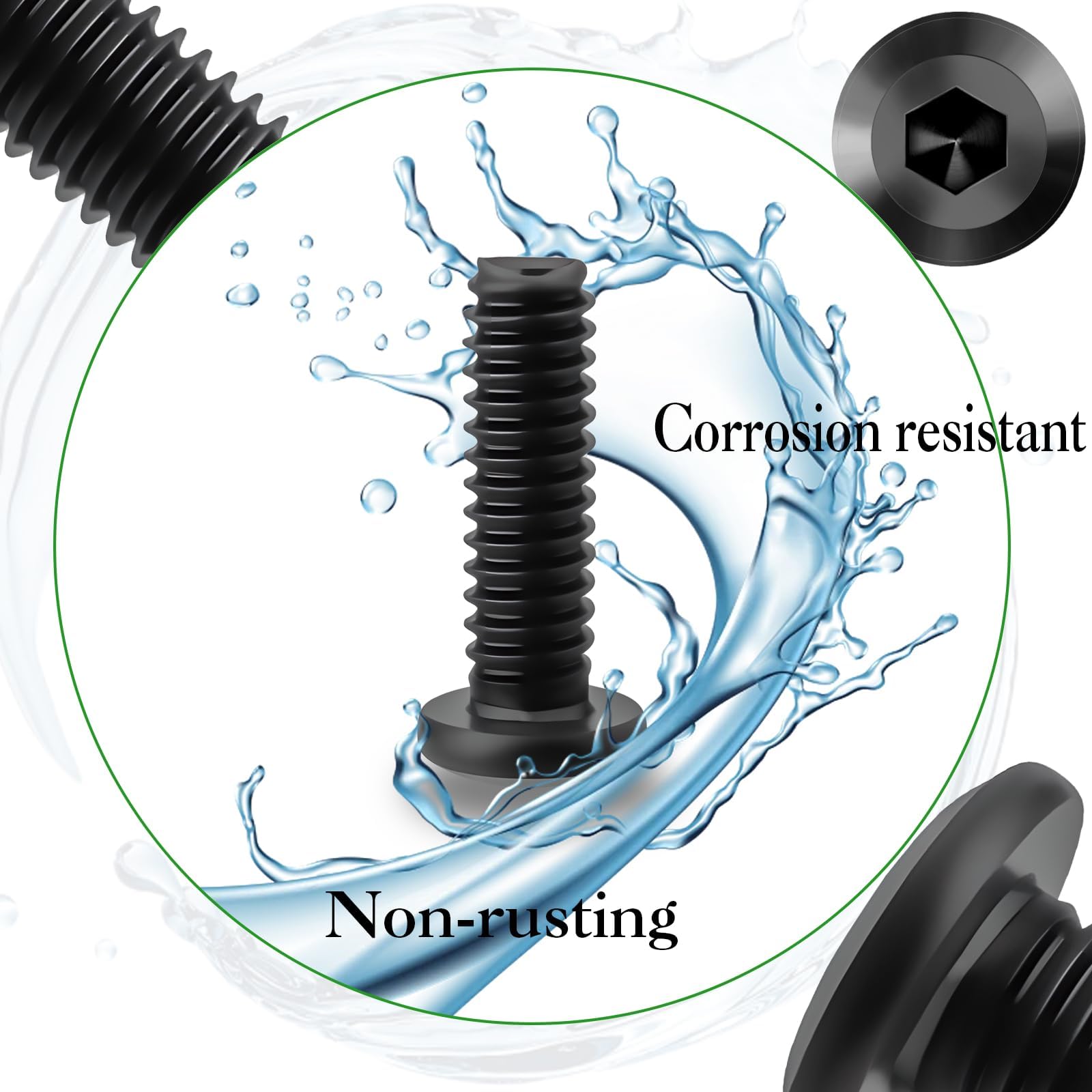 Pyroclasia M5 Bolts 30 Stück M5 X 12 mm Flat Head Allen Bolts 304 Stainless Steel Black Furniture Screw Long Bolt Fully Thread with Hex Key for Furniture Assembly Machinery Industry - Image 3