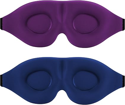 Sleep Mask for Side Sleeper 2 Pack, 100% Light Blocking Sleeping Eye Mask for Women Men, 3D Contoured Cup Night Blindfold, Luxury Eye Cover Shade with Adjustable Strap for Travel, Nap
