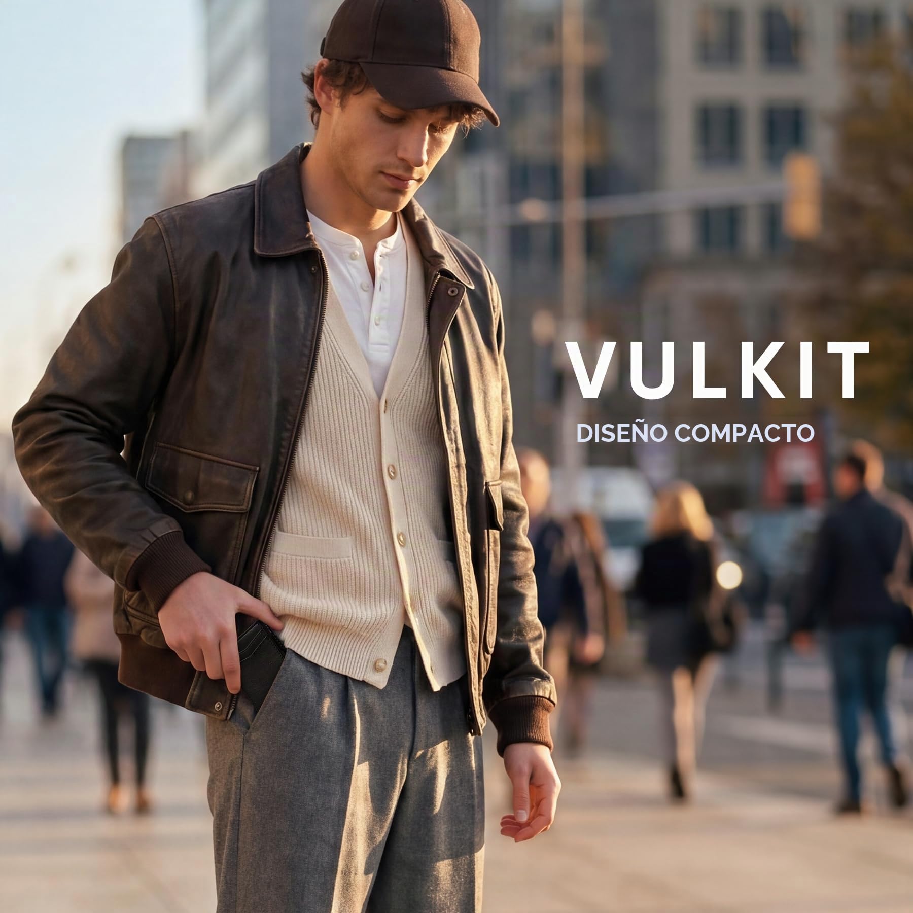 VULKIT Tarjetero de Crédito Cartera de Piel para Tarjetas Automático Estuche para Tarjetas de Visita Emergente para Tarjetas y Notas RFID Bloqueo Tarjetero Minimalista