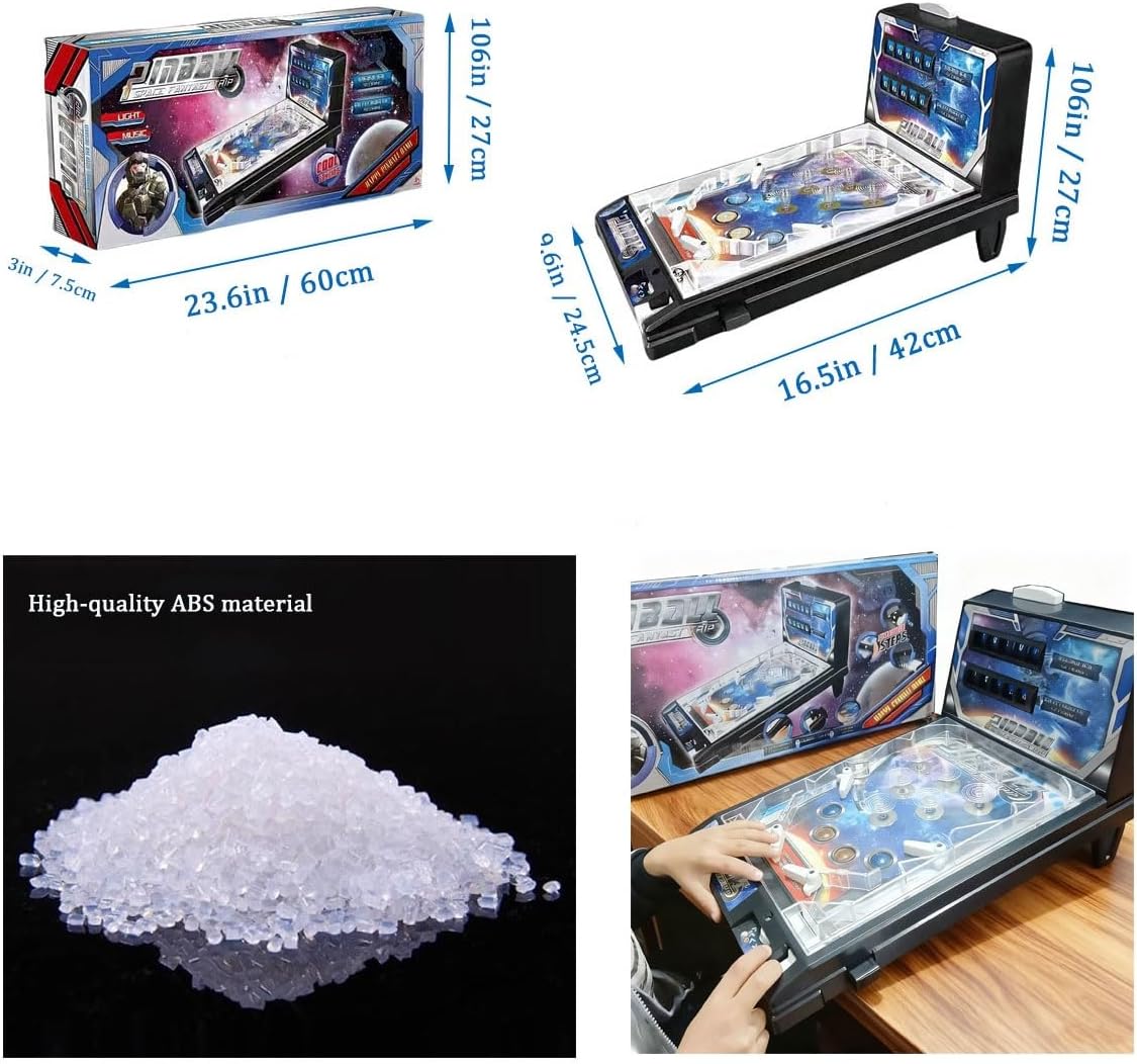 Mini Pinball Machine, Electronic Tabletop Toy, Parent-Child Puzzle Pinball Games, Retro Arcade with Lights and Sounds, 16.5 x 9.6 x 10.6 in