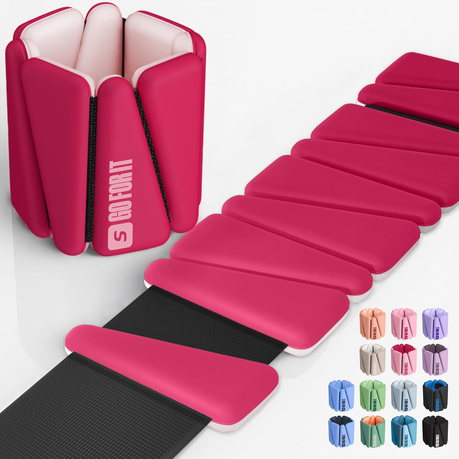 SPORTBIT Wrist Weights, Ankle Weights for Women – Set of 2 (1LB Each), Adjustable Weighted Bracelets for Home Gym, Running, Yoga, Exercise and Strength Training Pink