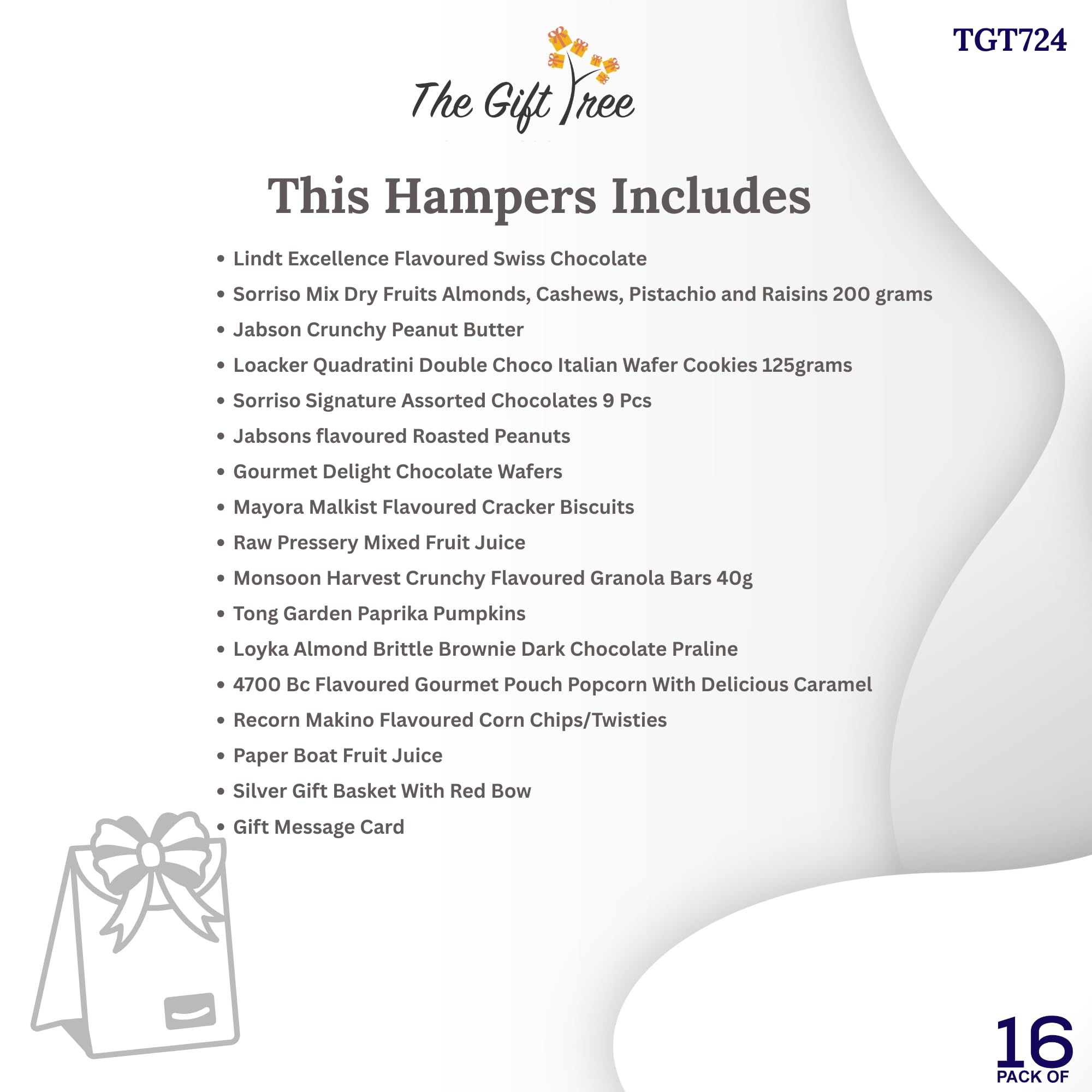 The Gift Tree Sweet & Salty Premium Gourmet Gift Hamper | Loacker Cookies, Chocolates, Chips, Crackers, Fruit Juice & Almonds | Gift for Birthday, Anniversary, Valentine, Men, Women | Pack of 14 2