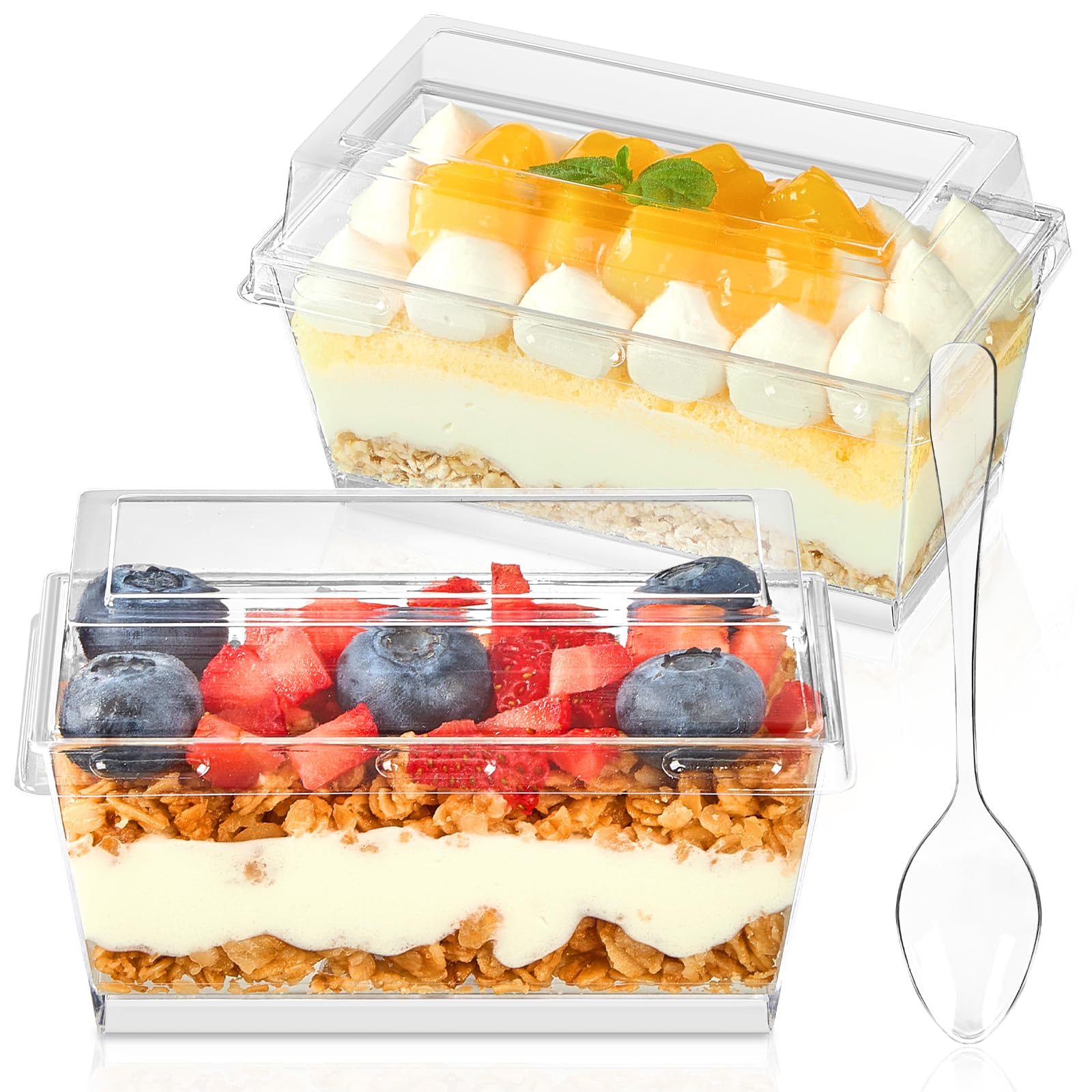 Photo 1 of TOFLEN 5 oz Dessert Cups with Lids & Spoons, 50 Pack