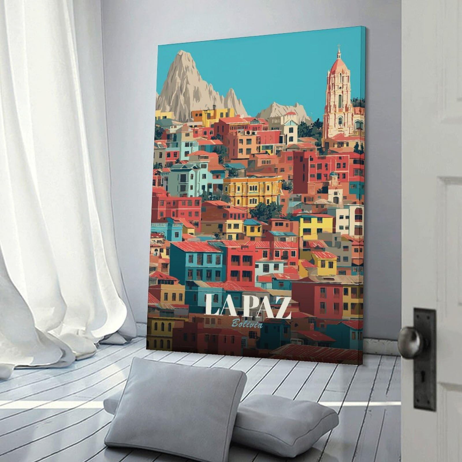 Junmoney La Paz, Bolivia Cityscape Art Room Decor Wall Art 20x30inch(50x75cm), for Bedroom, Guest Room Or Reading Nook, An Easy Wall Refresh for Bedrooms