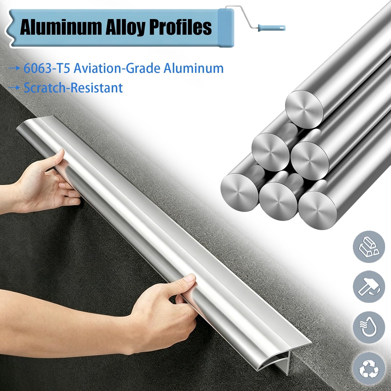 LXLZYXSF Tropfkantenprofil Aus Aluminium 8cm Breit Verhindert Ablaufspuren Durch Regenwasser Für Dach, Balkon Und Terrasse Profil Zur Wasserableitung An Außenwandkanten(L 165cm/5.4ft)