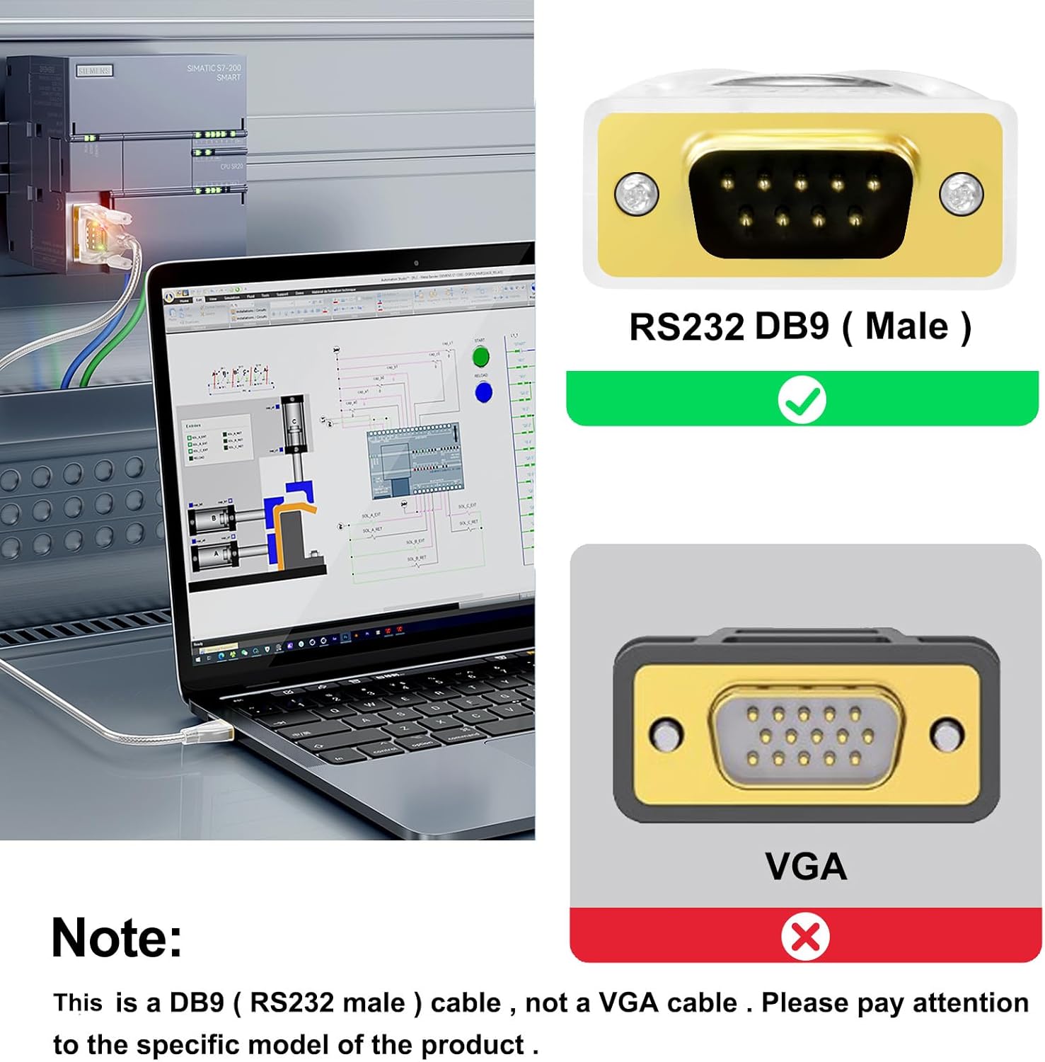Comparison of RS232 DB9 (Male) connector and VGA connector
