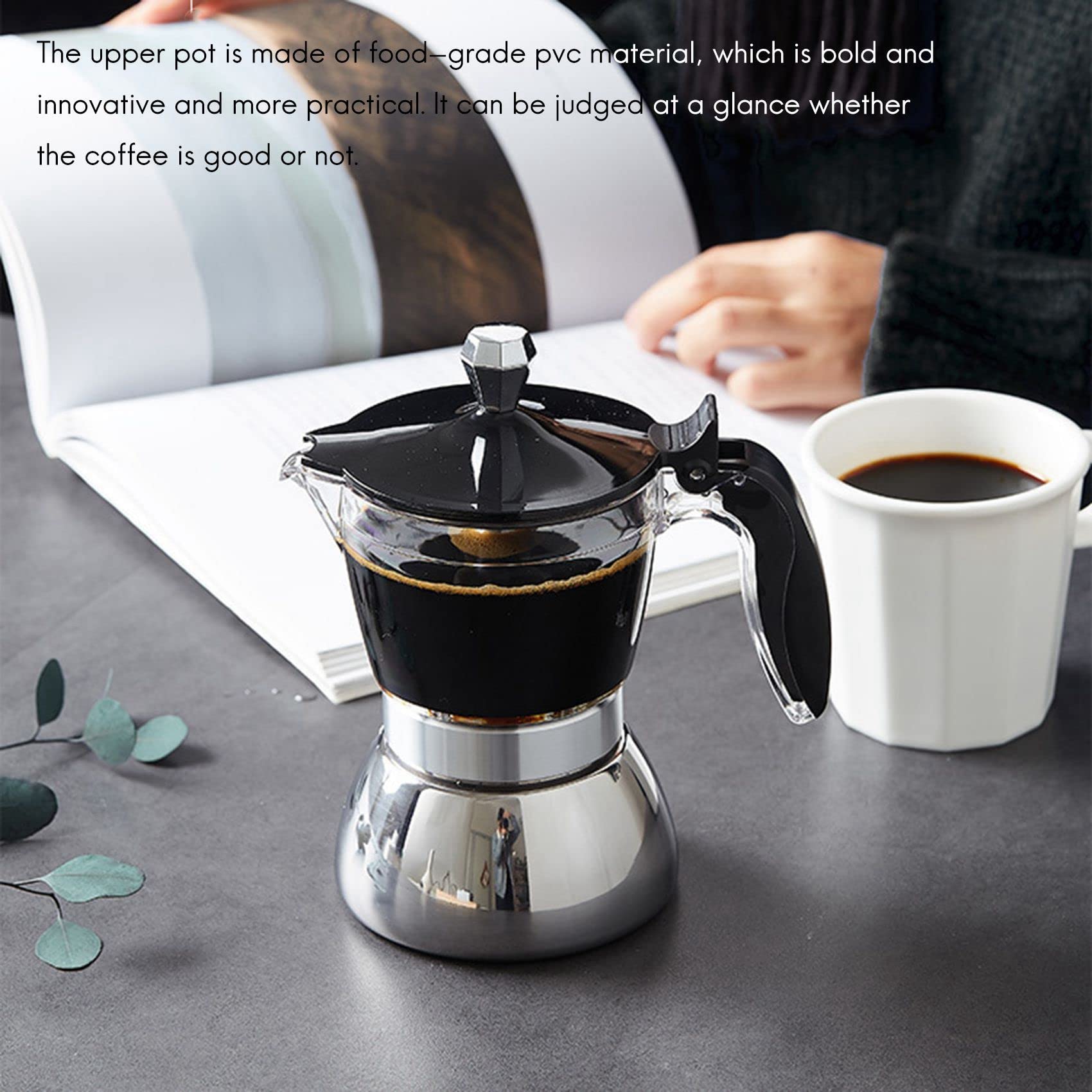 GOSIA 2X Olla Moka, Cafetera Espresso de 4 Tazas en la Estufa, Cafetera Cubana con Percolador, Cafetera Espresso Premium Moka
