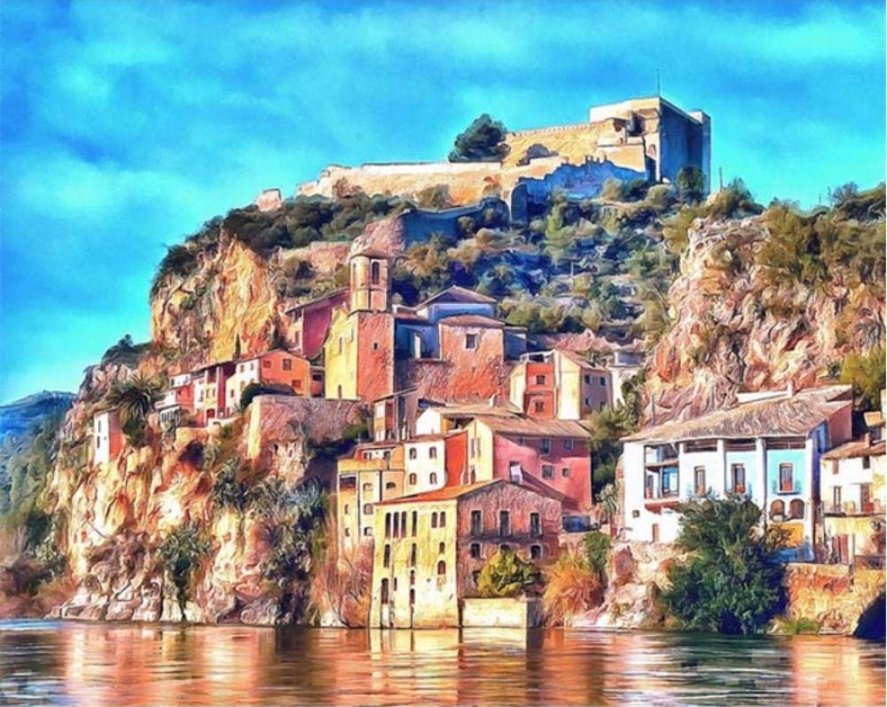 Peinture par numéros acrylique anti stress pour débutant motif paysage urbain 40x50