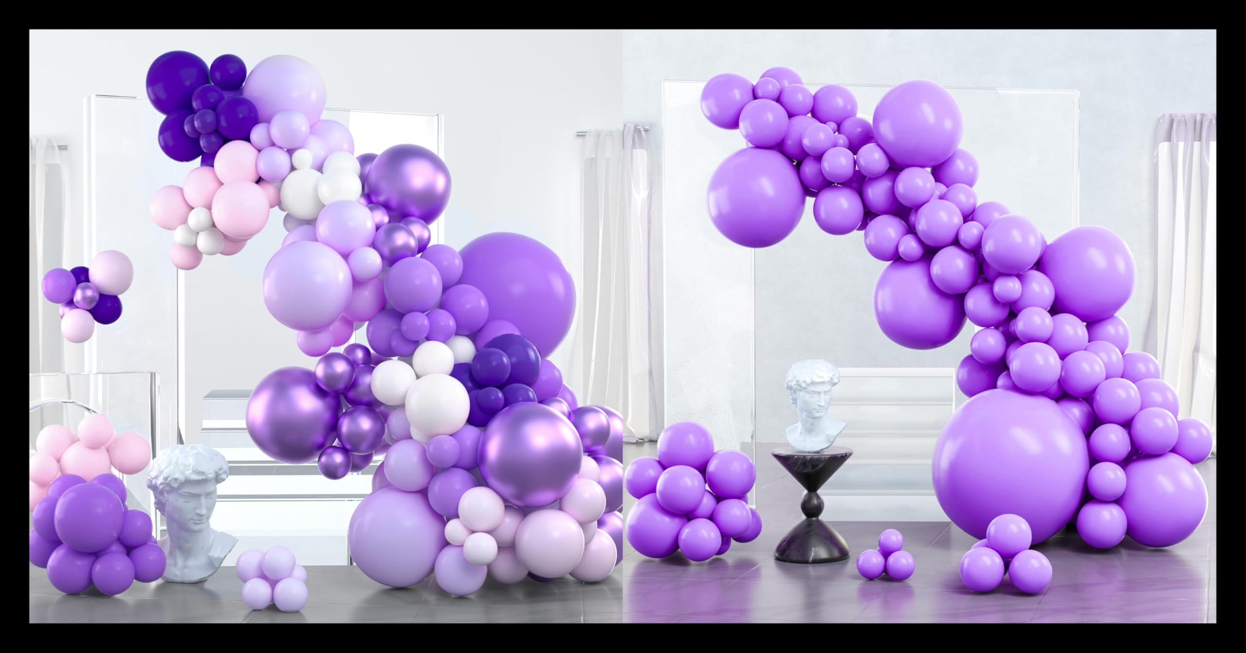 PartyWoo Purple Balloon Garland 100 pcs and PartyWoo Lavender Balloons 100 pcs