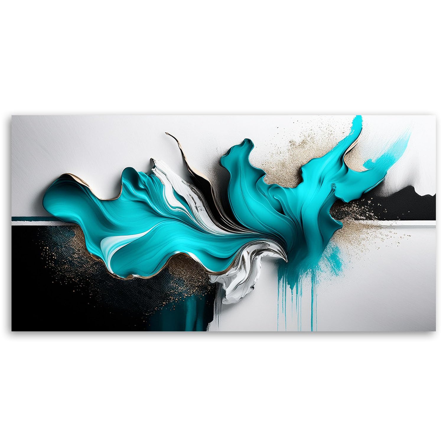 Feeby Cuadro - Cuadros Para Dormitorios - Abstracción turquesa, efecto 3D - 120x60 cm - Decoracion Pared - Para el Dormitorio y la Sala de Estar