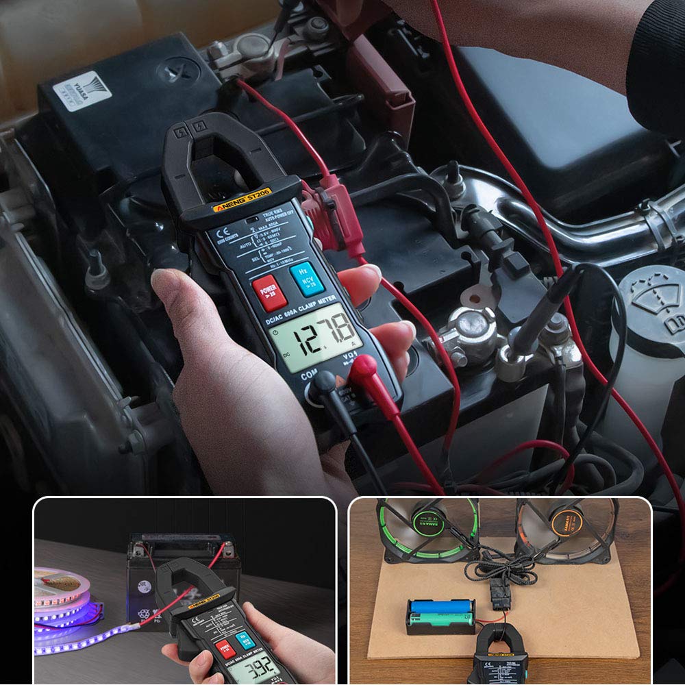 /G ST206 Multímetro Digital Pinza amperimétrica 6000 Cuentas True RMS Amp DC/AC Pinza amperimétrica Medida DC Amperimetro Tester Voltímetro - Negro