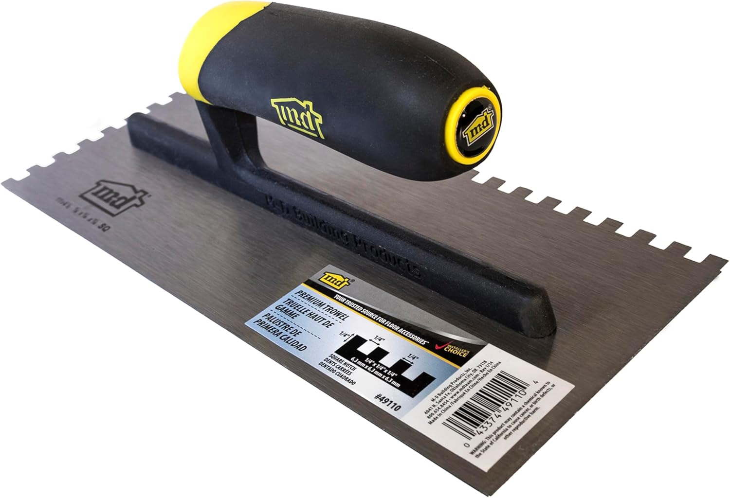M-D Building Products 49110 1/4 in. x 1/4 in. x 1/4 in. Premium Square Notch Trowel