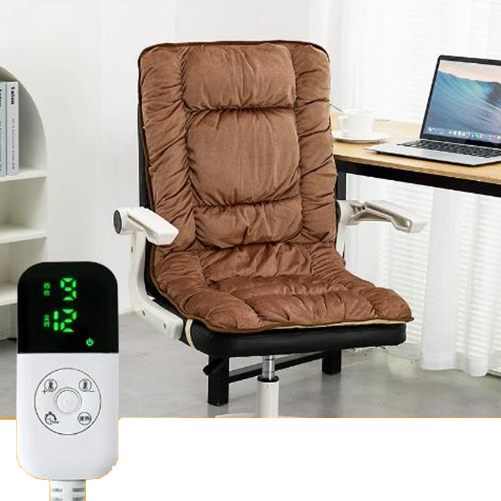 Cuscino Riscaldante per Sedia da Ufficio, Sedile Riscaldato 5v 10w in Velluto Olandese, Cuscino Riscaldante a Riscaldamento Rapido, Lavabile in Lavatrice, per Alleviare il(Brown,20x43in/50x110cm)
