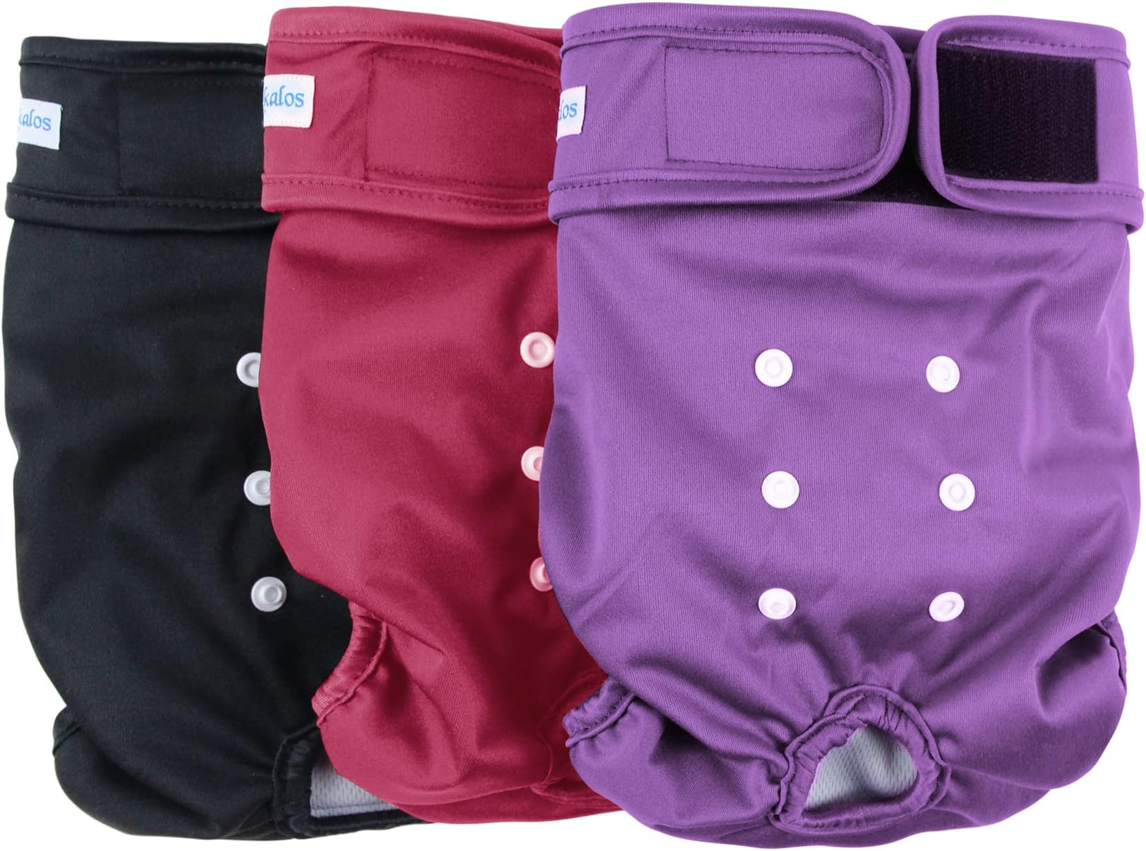 Leekalos Reusable Washable Dog Diapers Female (3 Pack) - Highly Absorbent Doggie Diapers - Size Adjustable Puppy Diapers for Dog Period Panties (Medium,Red,Purple,Black)