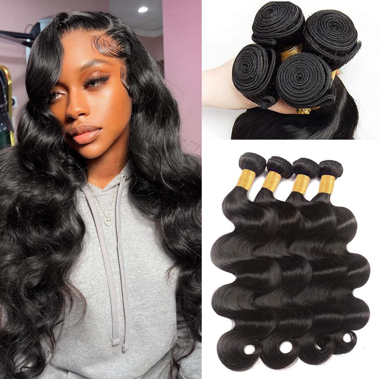 CARHOMERS 100% Unprocessed Virgin No Shedding Brazilian Hair Bundles