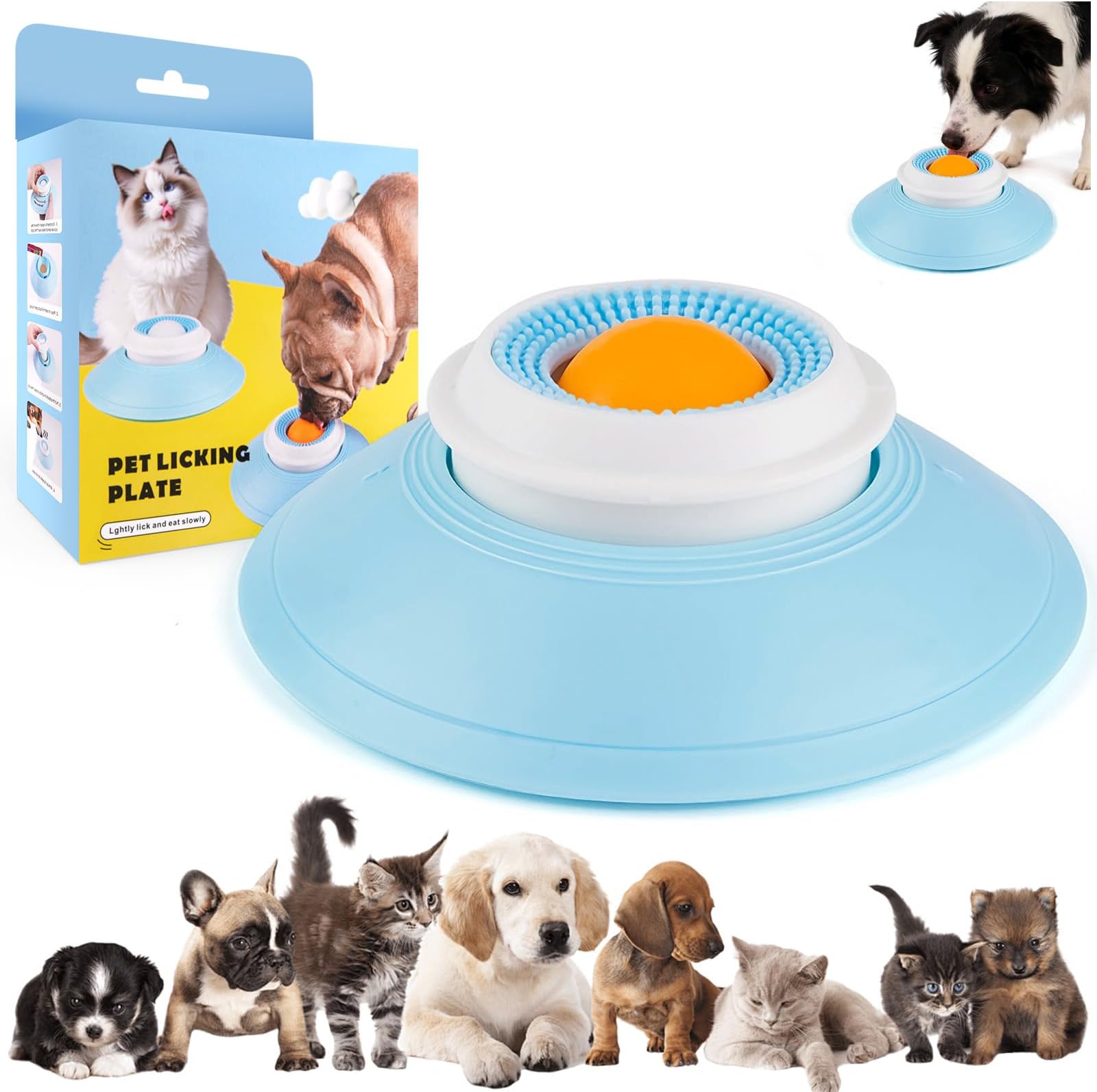 Dog Lick Sphere Lick Sphere for Dogs Cats, Interactive Dog Toys Dog Licks Ball & Dog Lick Mat, Slow Feeder Non-Slip Wide Base, Durable Food-Grade Silicone Easy Clean Calming Toy for Dogs Cats