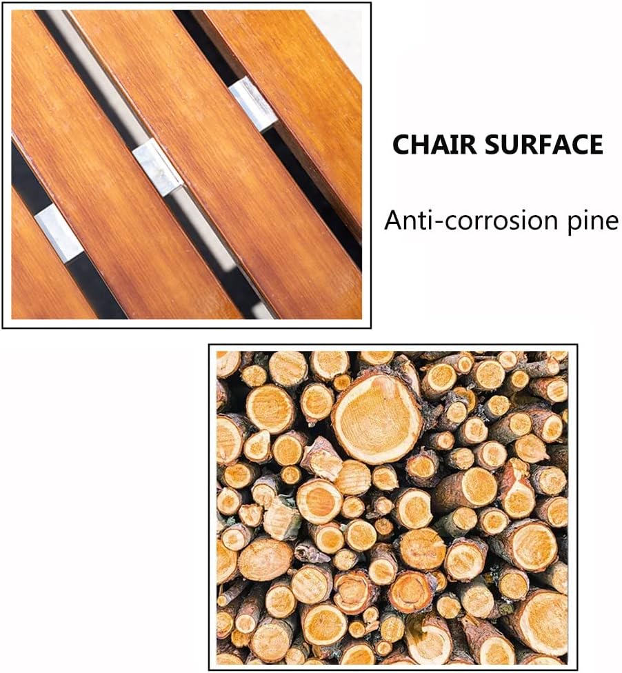 Outdoor Park Bench, Garden Courtyard Square mall Corridor Lounge Stainless Steel Solid Wood Bench Leisure Stool, 40x180x45cm