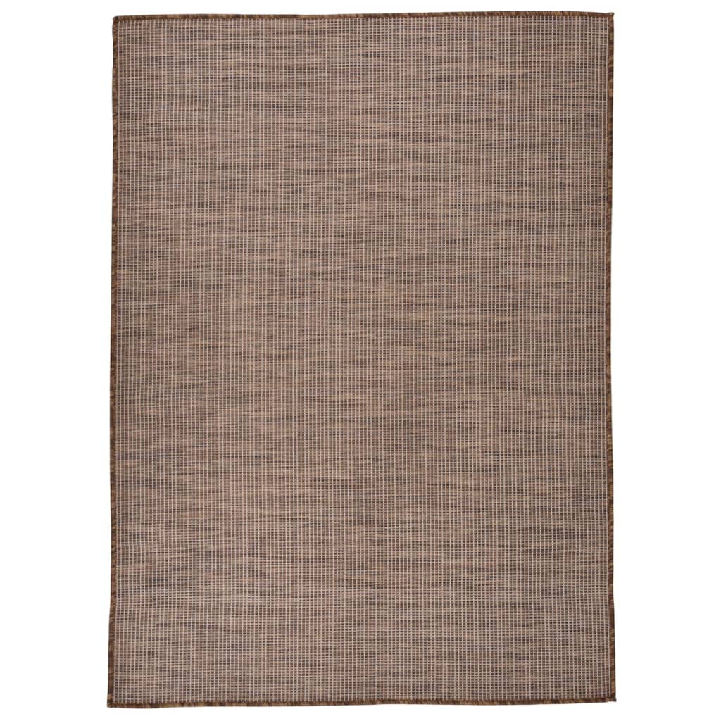 Tapis d'extérieur tissé plat marron 200 x 280 cm haut de gamme