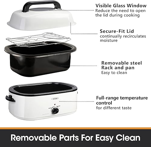 Miniatura 9 de Sunvivi - Horno asador eléctrico con tapa de visión, tostador de pavo Sunvivi con función única de descongelacióncalor, tostador grande con bandeja