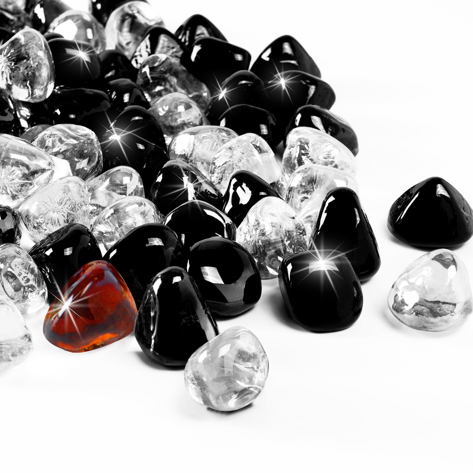 Fire Pit Glass Rocks - 10lbs Amber -12 Fire Pit Glass Rocks - 10lbs Amber -12