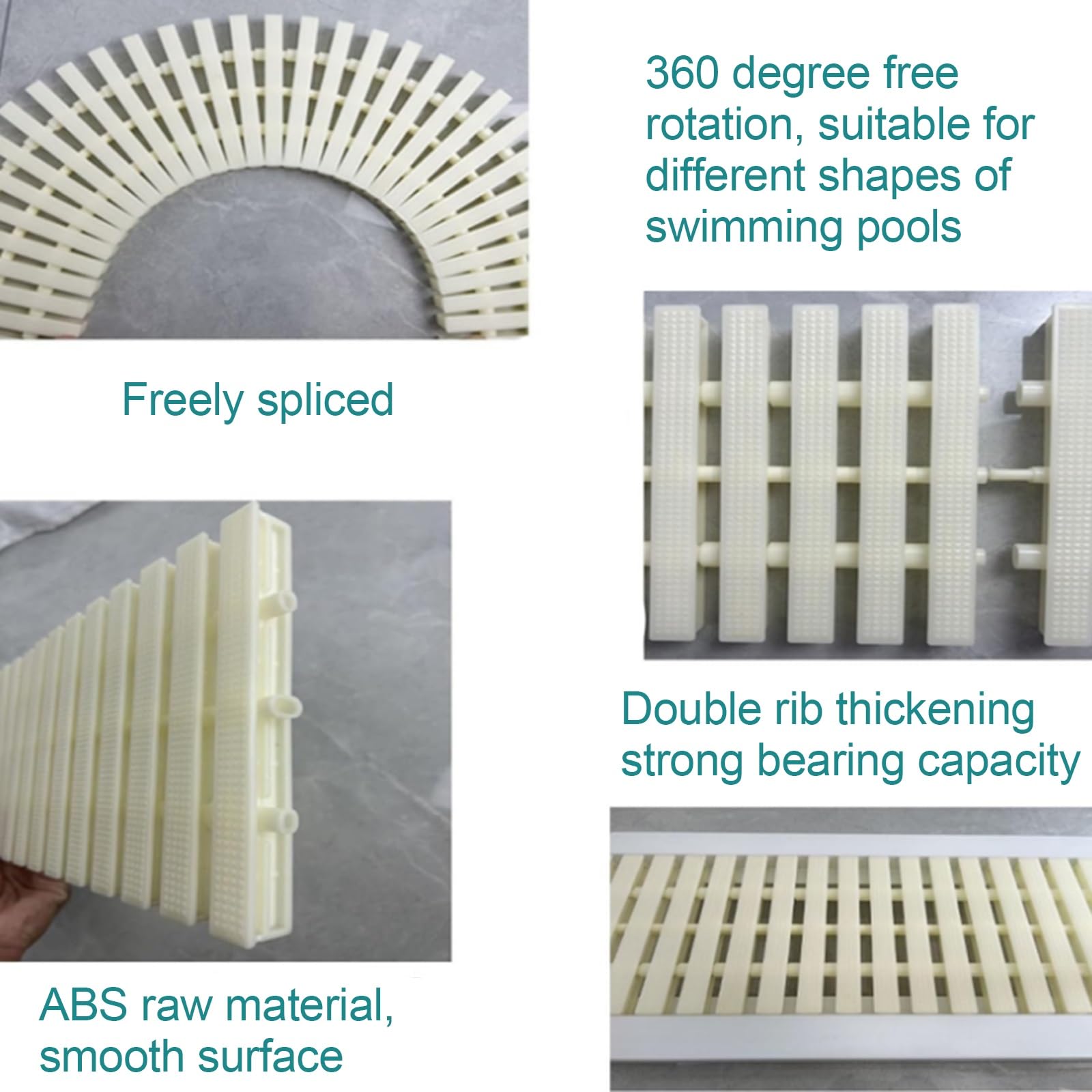 Rejilla de Drenaje para Piscina, Rejilla de desbordamiento, Cubierta de Rejilla de plástico Desmontable, Filtro Protector de canaleta de Drenaje para Piscina