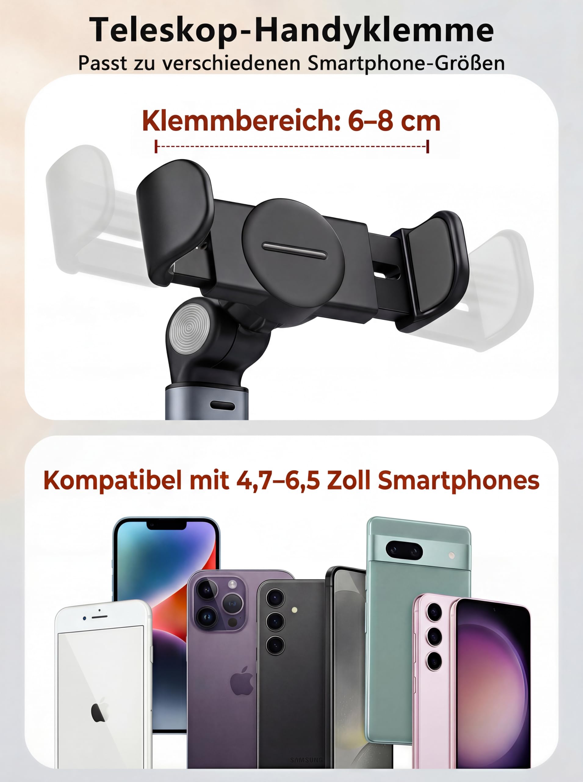 Overhead Stativ Handy mit Teleskoparm, Schweres Aluminium Tischstativ für Smartphone (28-81 cm Höhenverstellbar), 360° Drehbarer Handyhalter Tisch für Videoaufnahmen, Live-Streaming, Kochen & Zeichnen