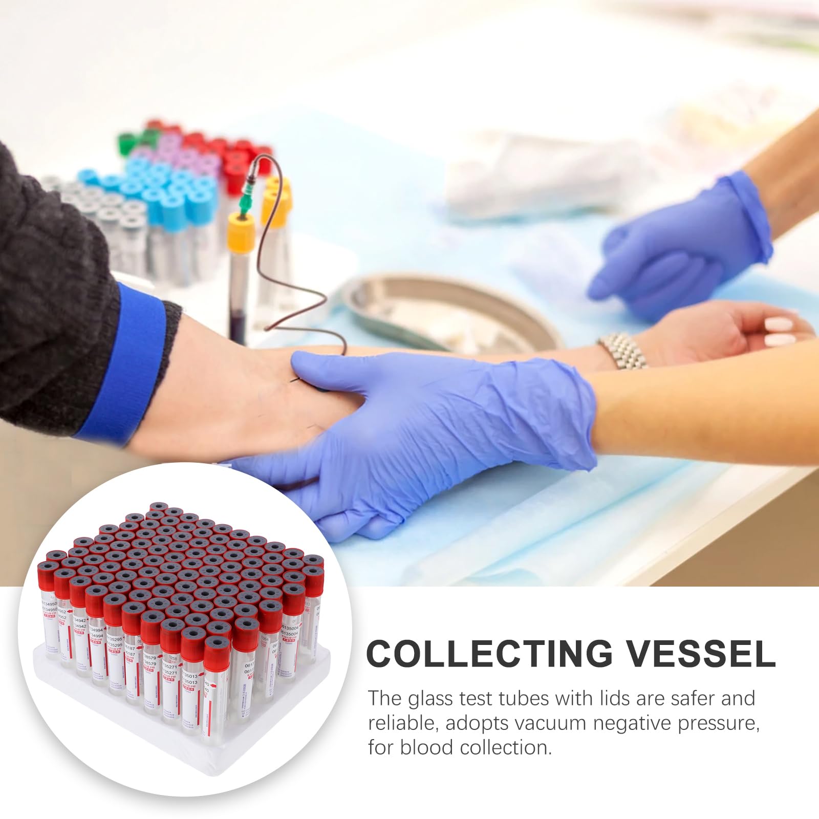 iplusmile Tubo Colector De Sangre Desechable De Presión Negativa 10Ml 100 Unidades Con Tapa Sellada Para Laboratorios Y Uso Médico Seguro