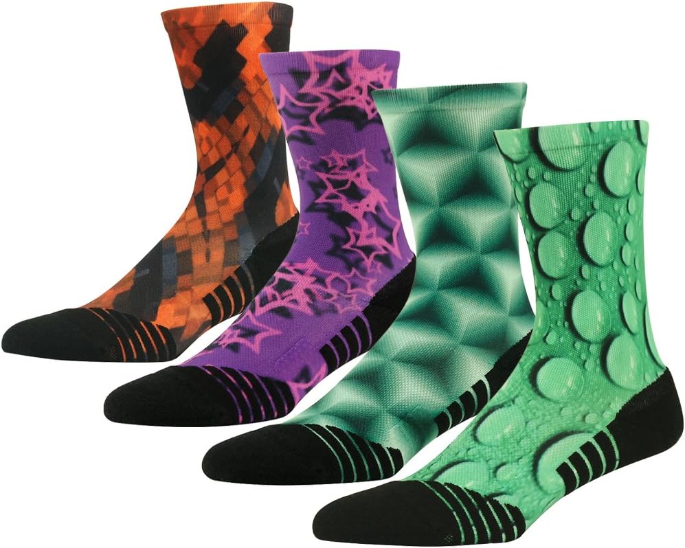HUSO Hiking Socks Men Women Fashion Novelty Digital Printing Sports Crew Socks 3, 4 Pairs