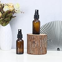 Vista 6 de Botella pulverizadora de vidrio de 2 onzas, botellas de vidrio Boston de niebla fina con pulverizador de niebla fina negra, botellas pequeñas