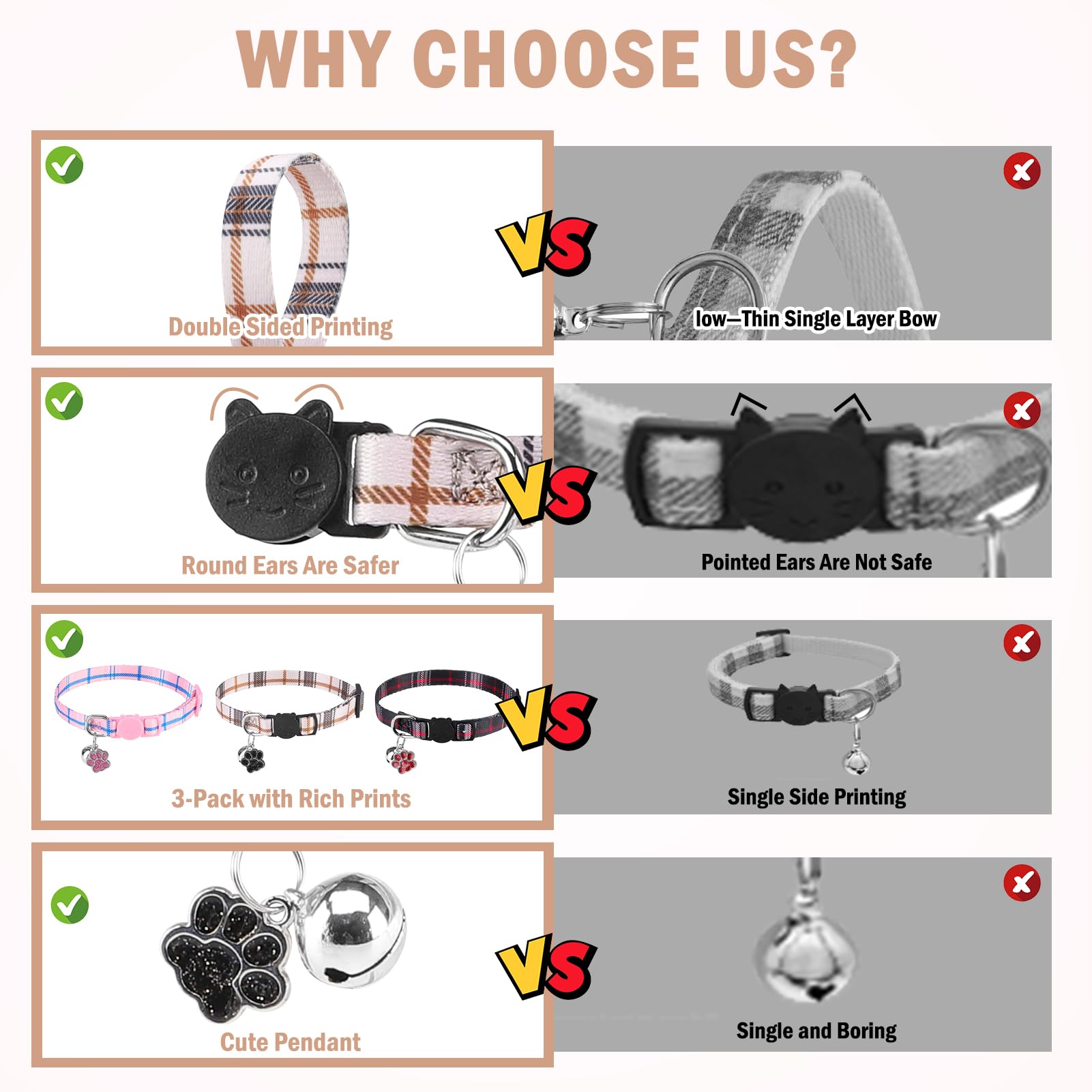 SCENEREAL Breakaway Cat Collar with Bells, Soft Adjustable Kitten Collars for Cats Puppies Daily Wearing - Image 4
