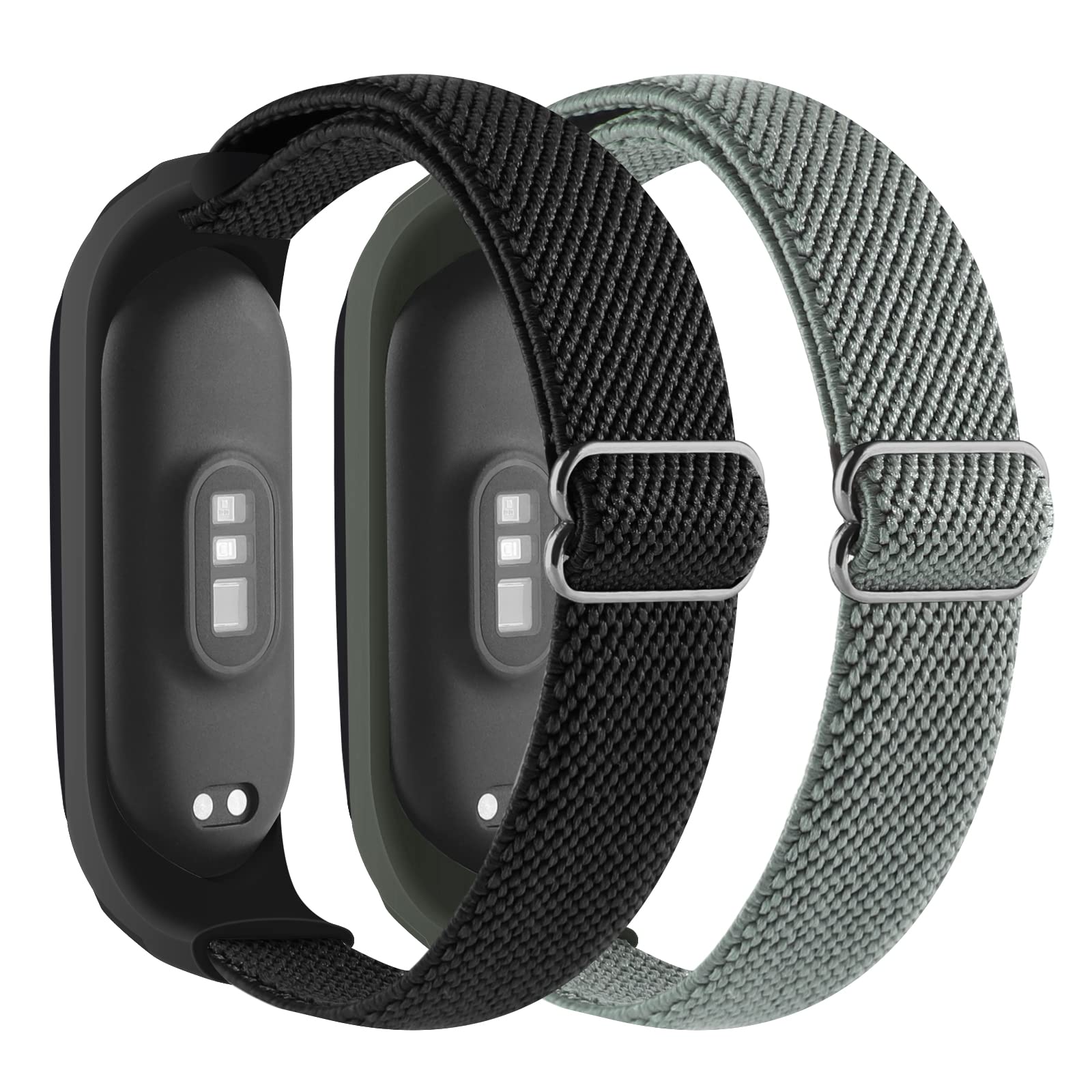 2Pack Adjustable Elastic Band Compatible with Xiaomi MI BAND 3/4/5/6/7 Strap for Men Women,Stretchy Nylon Sports Strap Replacement Wristband Accessories for MI BAND 7/6/5/4/3 Fitness Tracker