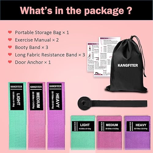 Miniatura 7 de Fabric Resistance Bands for Working Out, 3 Level Non-Slip Booty Bands for Women and Men, Loop Exercise Bands Set for Leg and Glutes, Hip Elastic