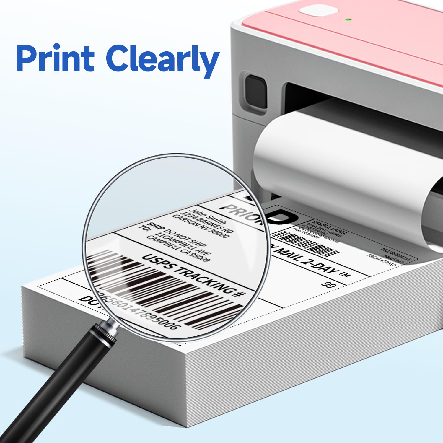 Phomemo 344 WiFi Etikettendrucker DHL Versandetiketten Drucker & 500er 4×6 DHL Etiketten Thermodirekt-Versandetikette, WLAN Desktop Label drucker für Barcode, Thermal Label Printer 4x6 Kompatibel mit