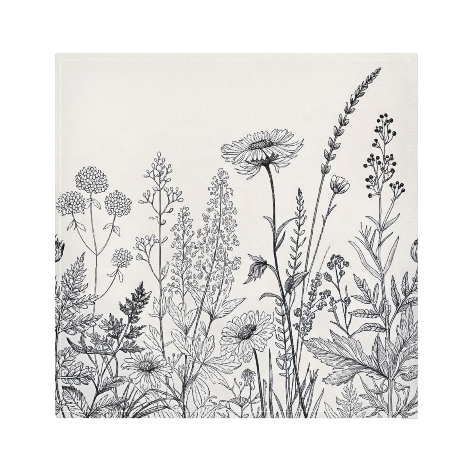 Ttgoth Wildflowers Cloth Napkin Set of 6 Washable & Reusable Dinner Napkins for Dining Table, Banquets, Wedding, Party, 50x50 cm