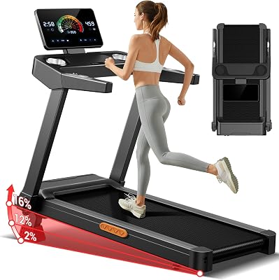 CURSOR Laufband für Zuhause mit Steigung 16%, 14KM/H, 180KG | 14KM/H Laufband Klappbar mit LED-Anzeige, Treadmill for Home mit leisem 3,5-PS-Motor, LED-Anzeige, Max Belastung 180KG, Profi