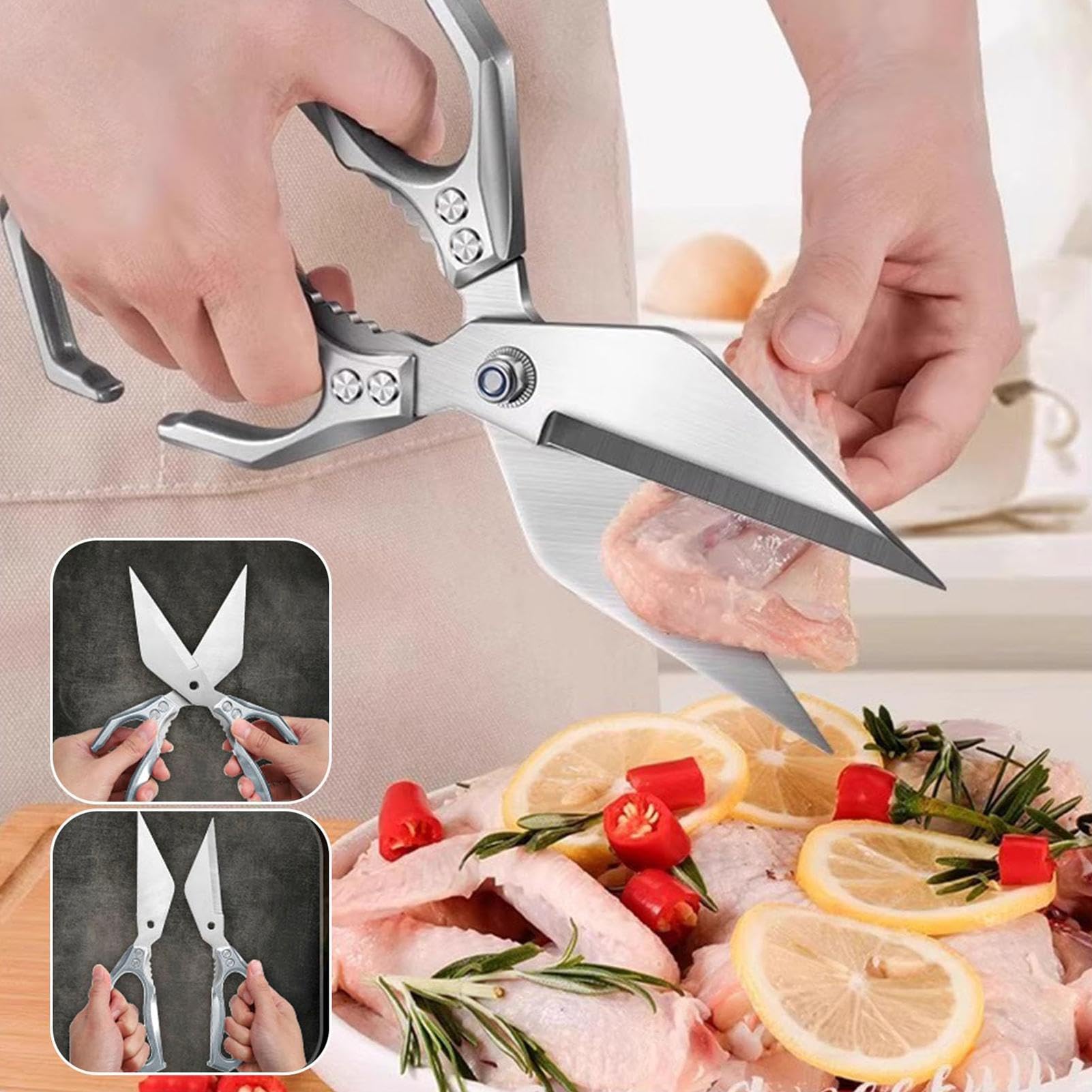 Ciseaux de Cuisine avec Manche Ergonomique pour Volaille Viande Légumes
